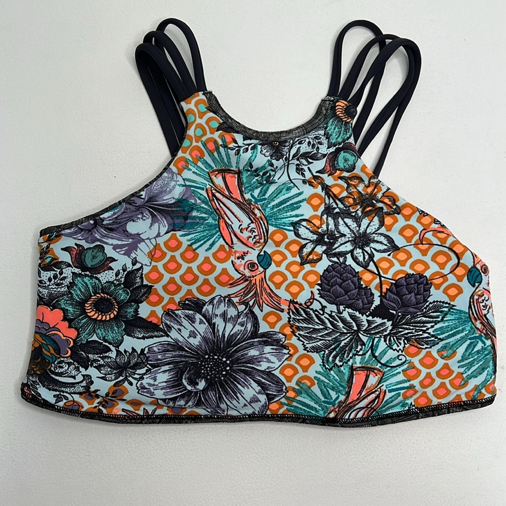 Maaji reversible high neck bikini swim top size small bird floral geometric - Picture 7 of 8